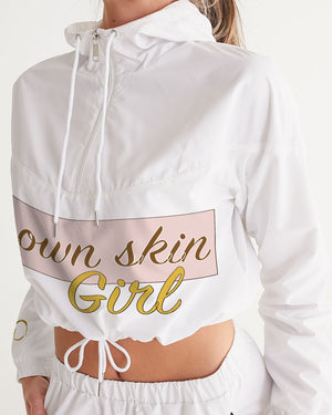 Brown skin girl Women's Cropped Windbreaker - DMA Forever